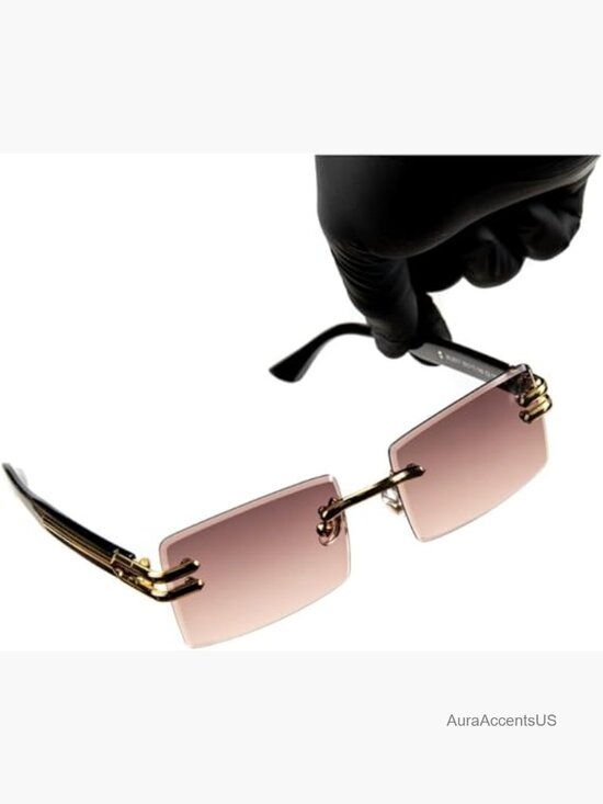 Vintage Rimless Square Sunglasses Gradient Tinted UV Protection Retro Unisex main image 4